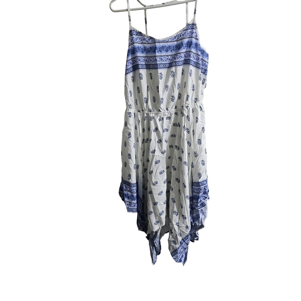 The Children's Place Handkerchief Dress Kids L 12-14 Blue White Paisley Boho
